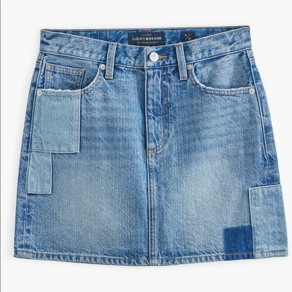 Lucky Brand Patchwork Color Block Denim Mini Skirt 26 - Picture 5 of 10